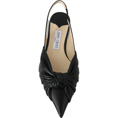 Jimmy Choo Elegant Pointed Toe Leather Flats Shoes