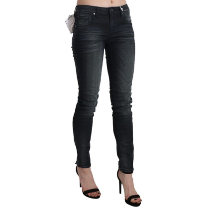 Acht Black Washed Low Waist Skinny Denim Trouser
