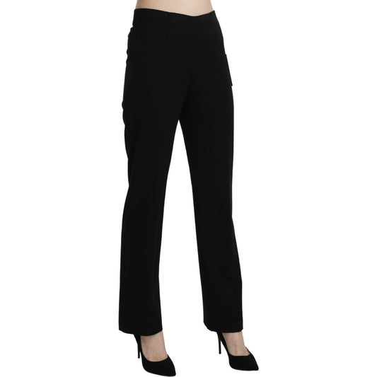 BENCIVENGA Elegant Black High Waist Straight Pants Jeans & Pants BENCIVENGA Black