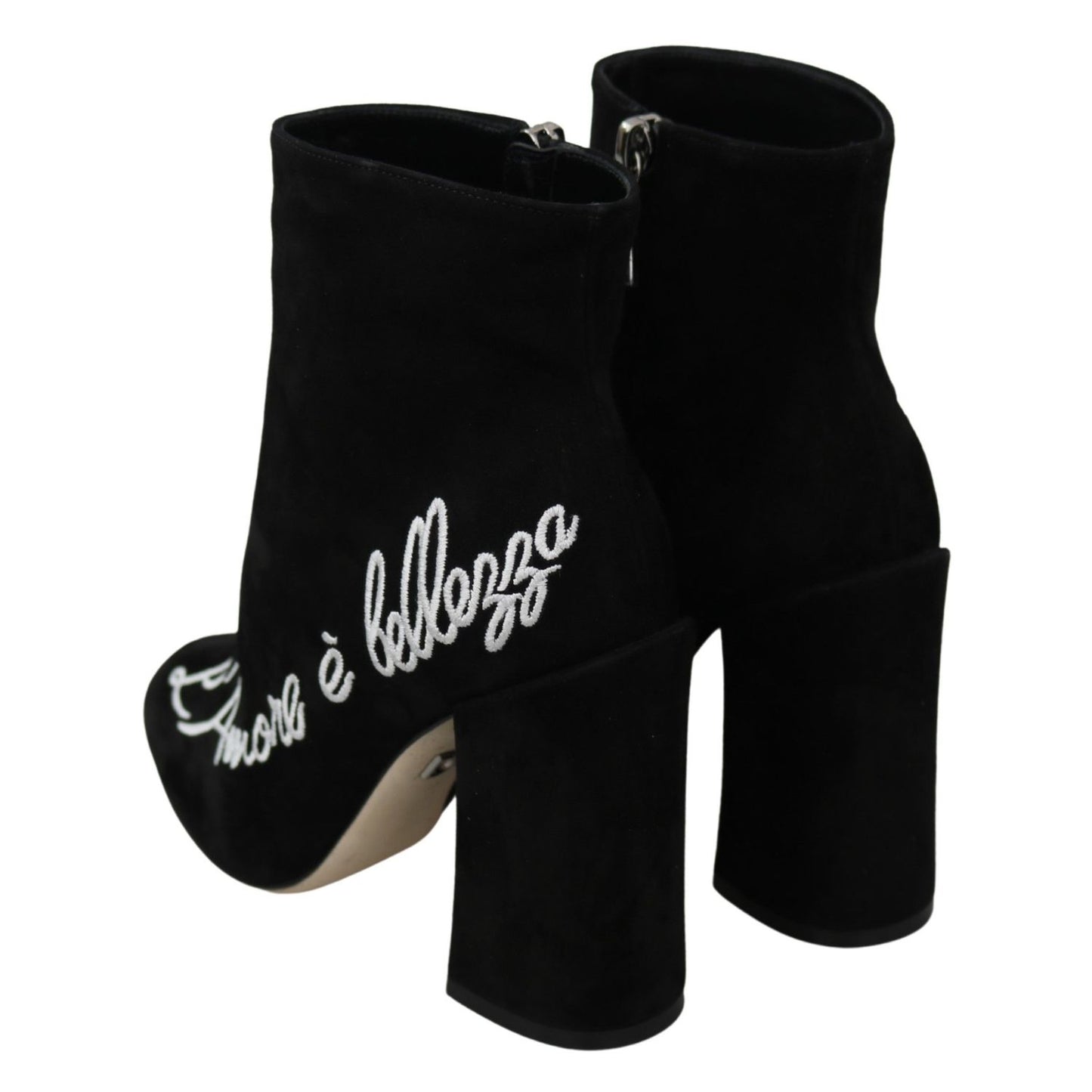 Dolce & Gabbana Black Suede L'Amore E'Bellezza Boots Shoes