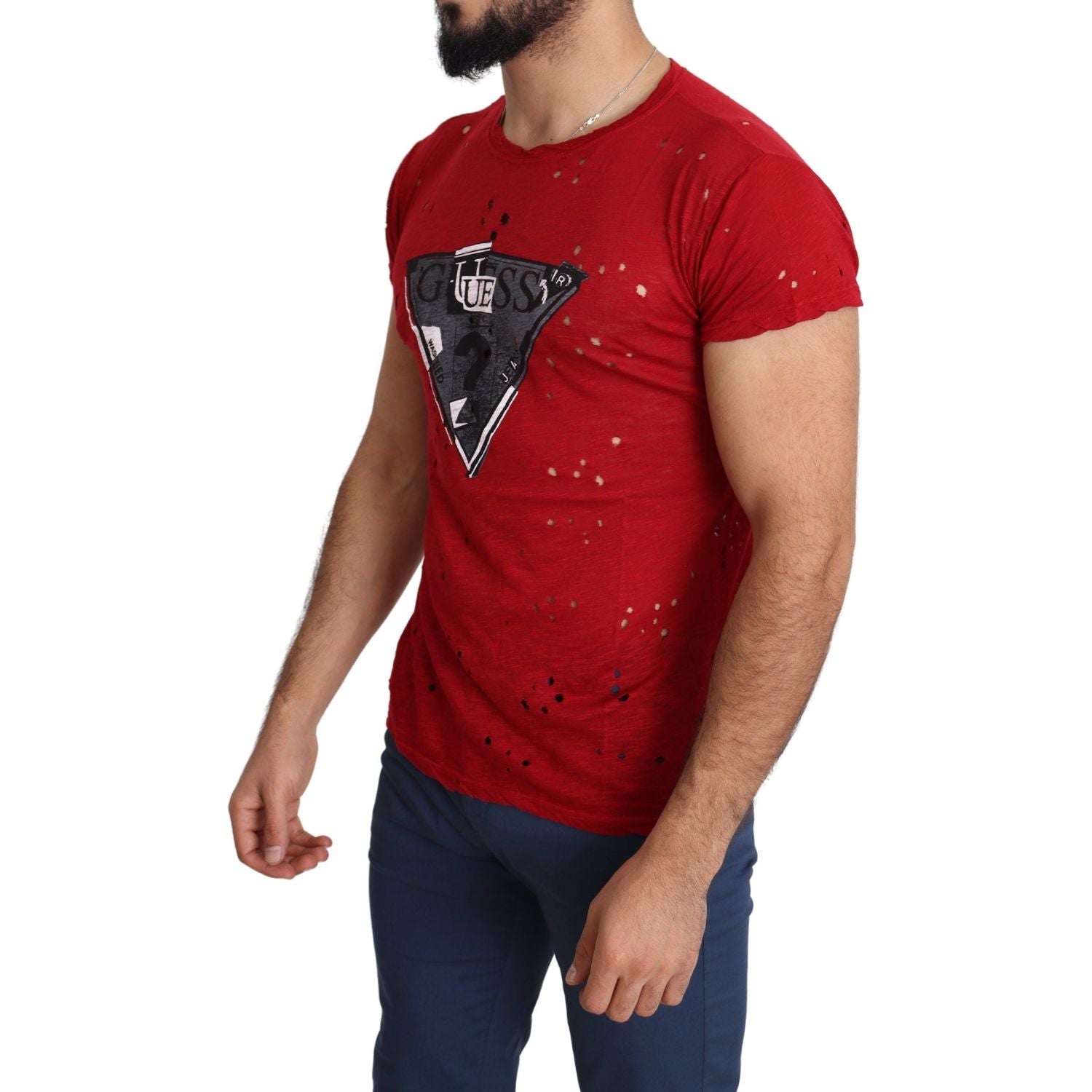 تي شيرت Guess Radiant Red Cotton مثالي للأناقة اليومية