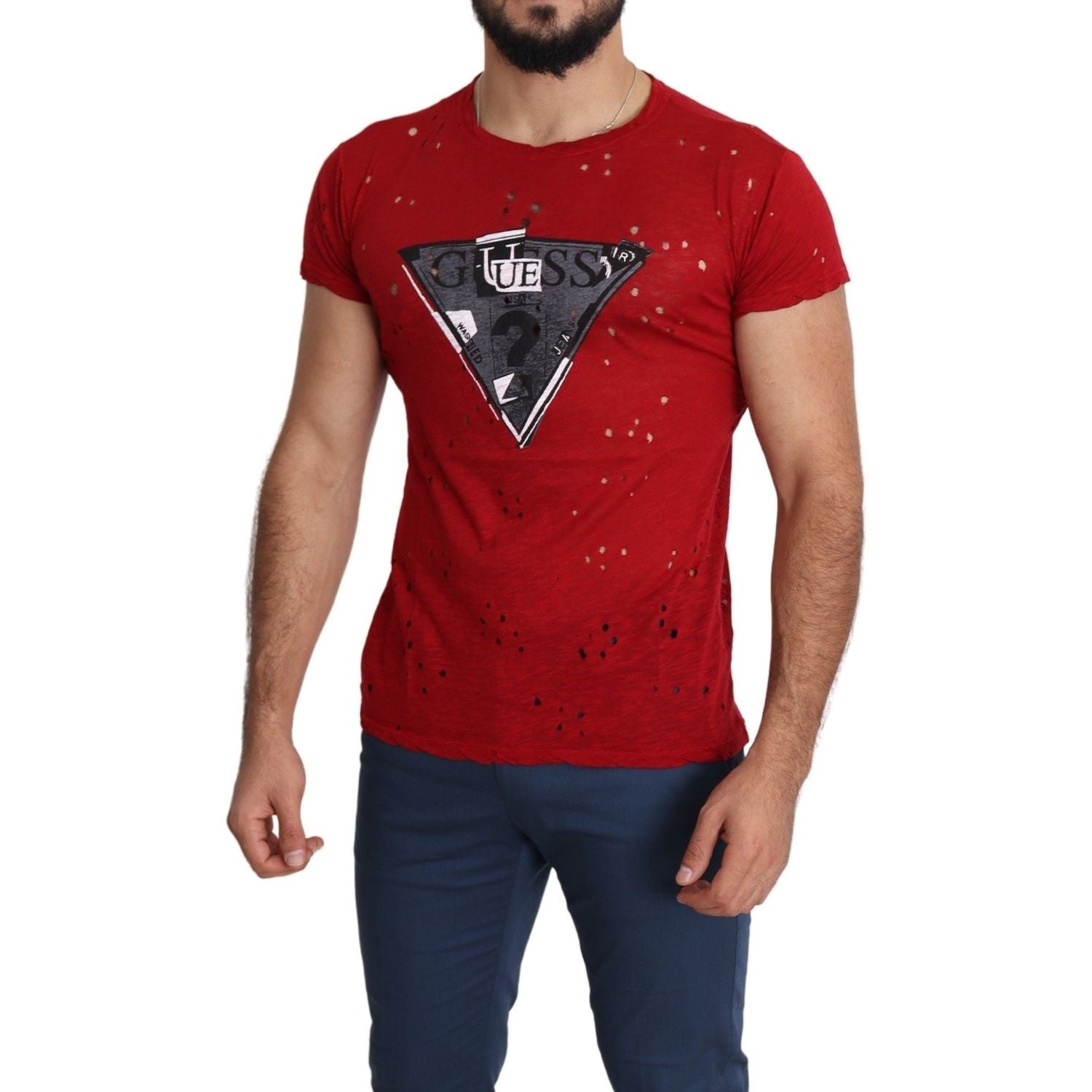 تي شيرت Guess Radiant Red Cotton مثالي للأناقة اليومية