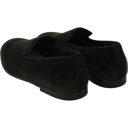 Dolce & Gabbana Green Velvet Slip On Mens Loafers Shoes