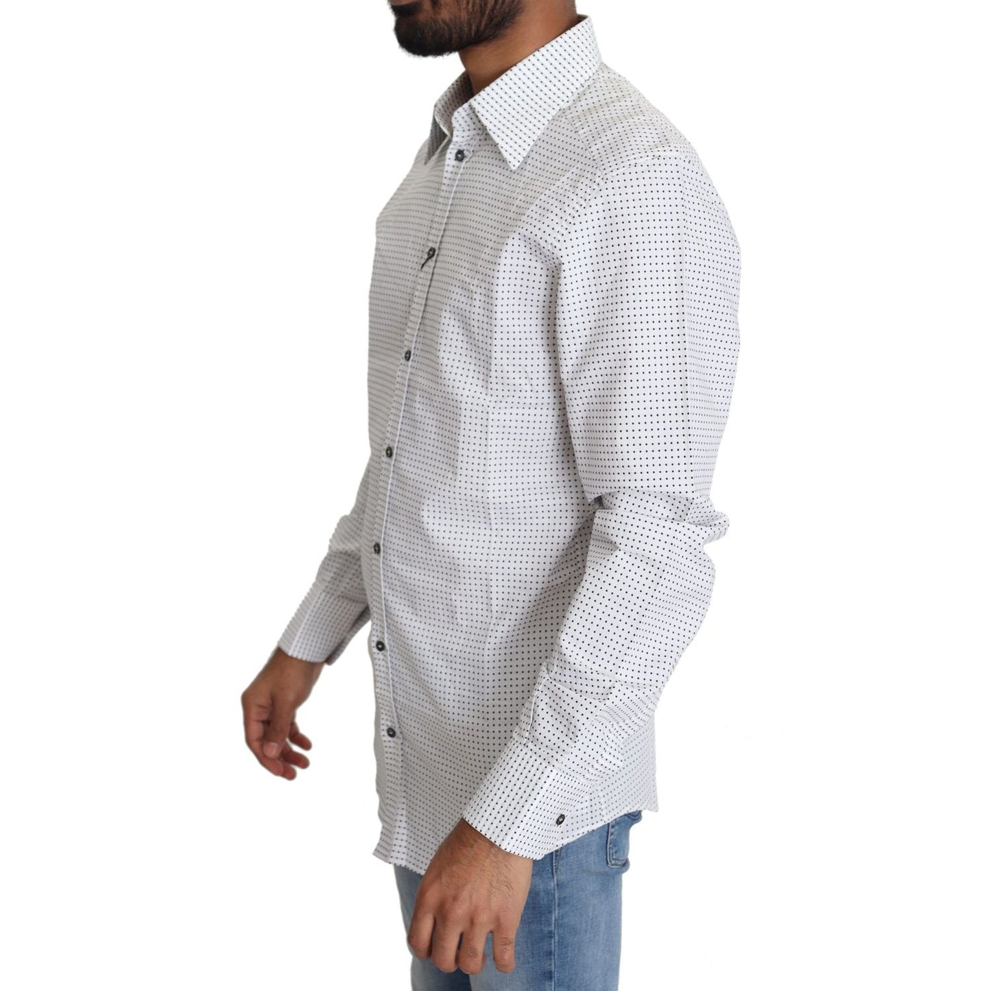 Dolce & Gabbana Black White Polka Dots Dress Shirt