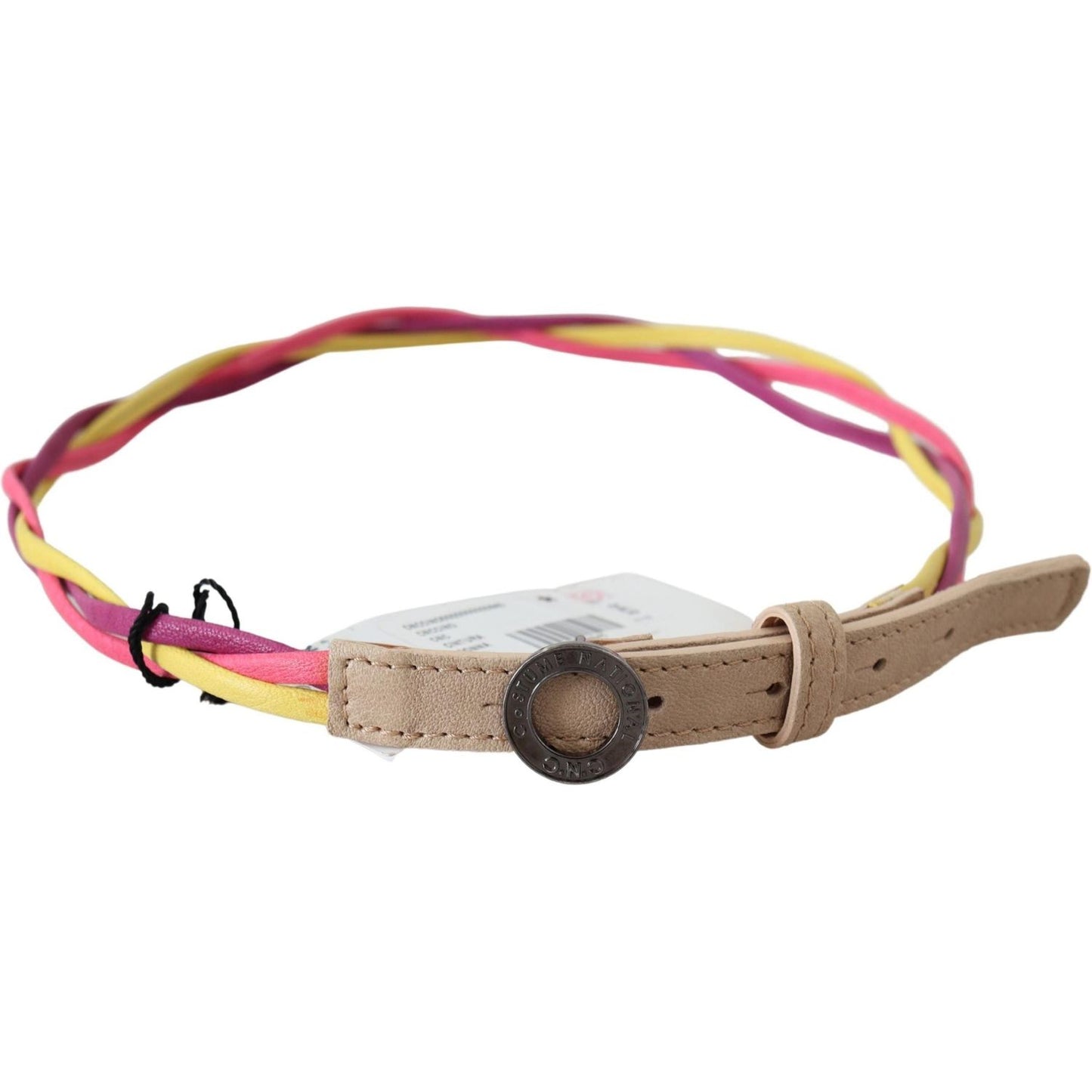 Costume National Multicolor Twisted Leather Circle Buckle Belt Belt