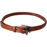 Scervino Street Brown Genuine Leather Rustic Silver Buckle Belt BEL8128-85
