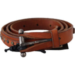 Scervino Street Brown Genuine Leather Rustic Silver Buckle Belt BEL8128-85