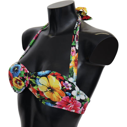 Dolce & Gabbana Multicolor Floral Print Swimwear Bikini Tops