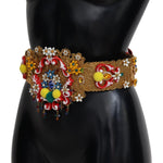 Dolce & Gabbana Embellished Floral Crystal Wide Waist Carretto Belt SMY100517-42