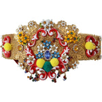 Dolce & Gabbana Embellished Floral Crystal Wide Waist Carretto Belt SMY100517-42