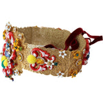 Dolce & Gabbana Embellished Floral Crystal Wide Waist Carretto Belt SMY100517-42