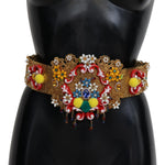 Dolce & Gabbana Embellished Floral Crystal Wide Waist Carretto Belt SMY100517-42