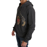 Dolce & Gabbana Gray Hooded Red Crystal Heart Gun Sweater TSH2520-48