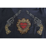 Dolce & Gabbana Gray Hooded Red Crystal Heart Gun Sweater TSH2520-48