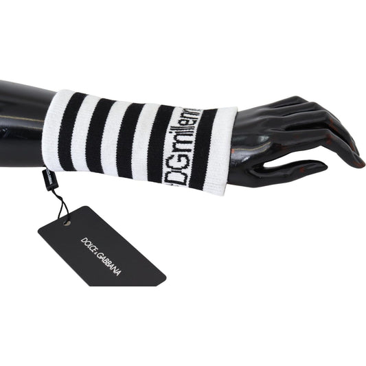 Dolce & Gabbana Elegant Black & White Wool Blend Wrist Wrap Dolce & Gabbana Lavender