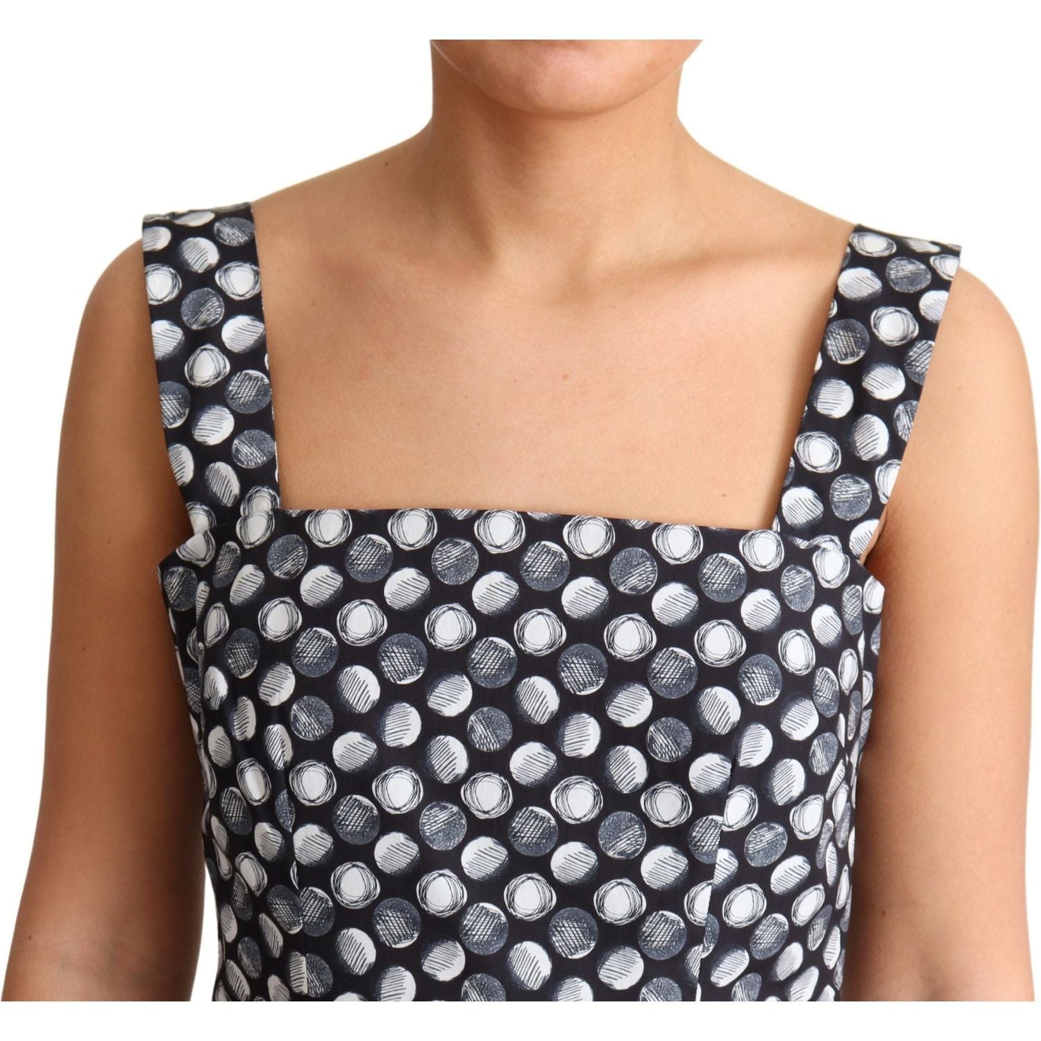 فستان دولتشي آند غابانا الأنيق بدون أكمام بتصميم هندسي متوسط ​​الطول