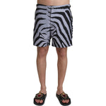 Dolce & Gabbana Gray Zebra Print Beachwear Shorts BIK1096-IT4