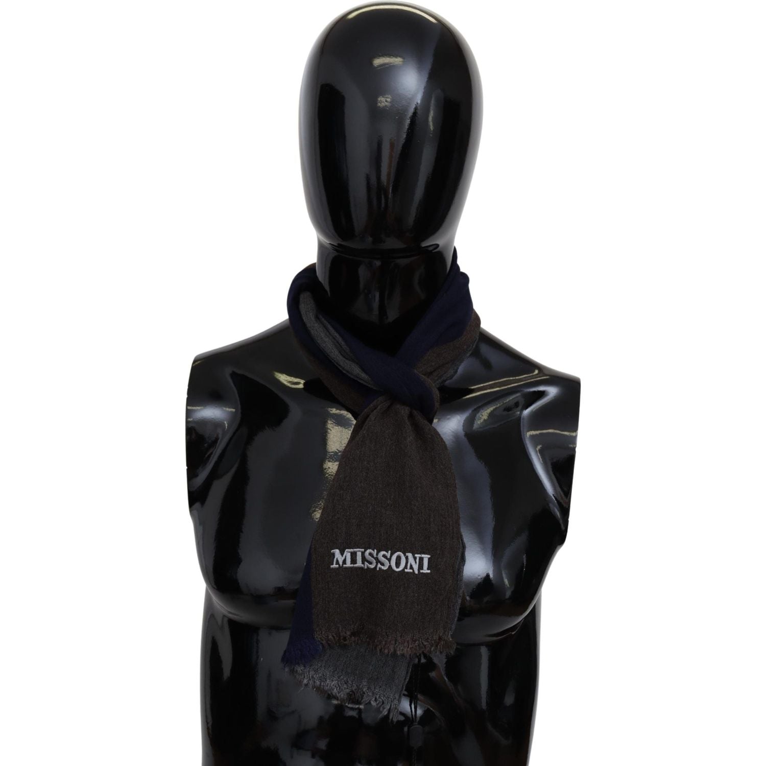 带标志性刺绣的优雅多色羊毛围巾