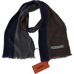 Missoni Multicolor Striped Wool Unisex Wrap Fringes Scarf