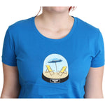 Moschino Blue Printed Cotton Short Sleeves Tops T-shirt TSH5074-40