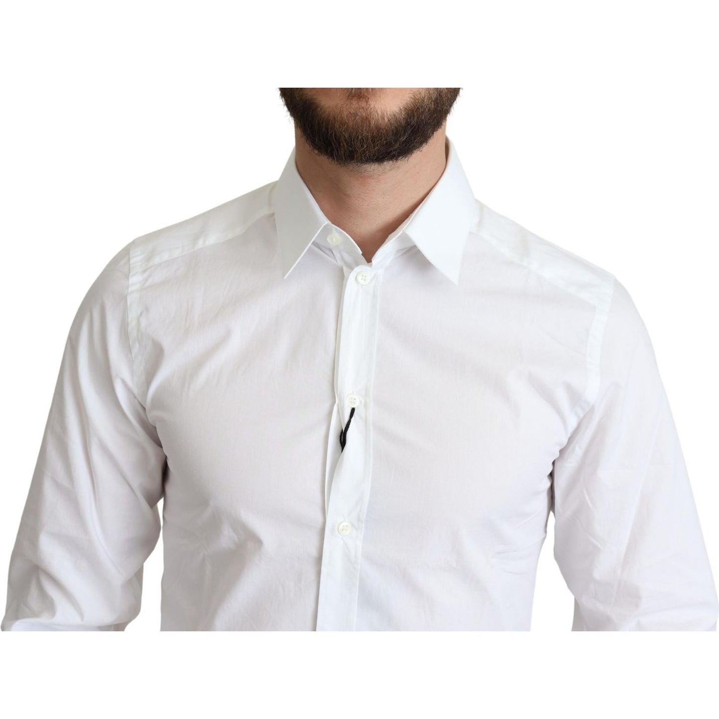 Dolce & Gabbana White Pure Cotton Men Dress Formal Shirt
