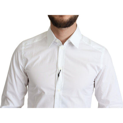 Dolce & Gabbana White Pure Cotton Men Dress Formal Shirt