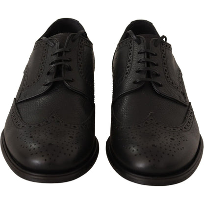 Dolce & Gabbana Black Leather Oxford Wingtip Formal Dress Shoes