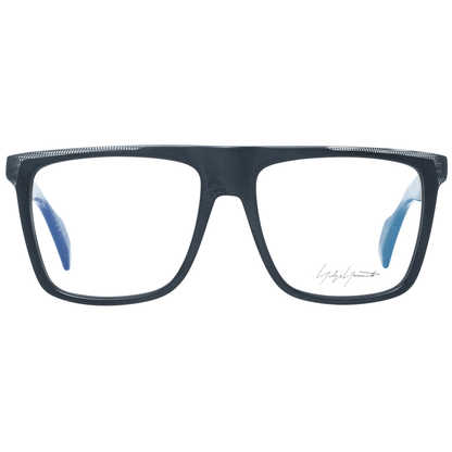 Yohji Yamamoto Black Plastic Glasses (Frames) with square lenses and blue-filter, featuring a full-rim design, for men.