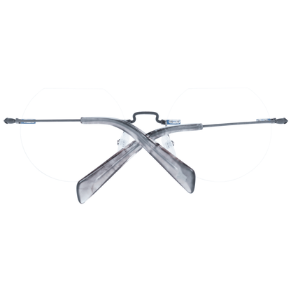 Yohji Yamamoto Gray Metal Glasses (Frames), rimless round style, grey metal frame, demo lenses, 145mm temples, 130mm width.