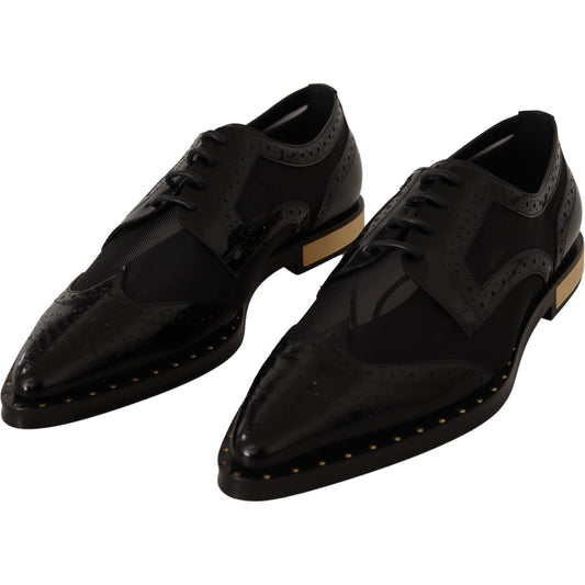 Dolce & Gabbana Elegant Gold-Trimmed Black Oxford Lace-Ups Dolce & Gabbana Black