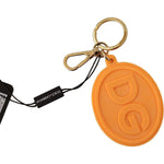 Dolce & Gabbana Orange Rubber DG Logo Gold Brass Metal Keychain