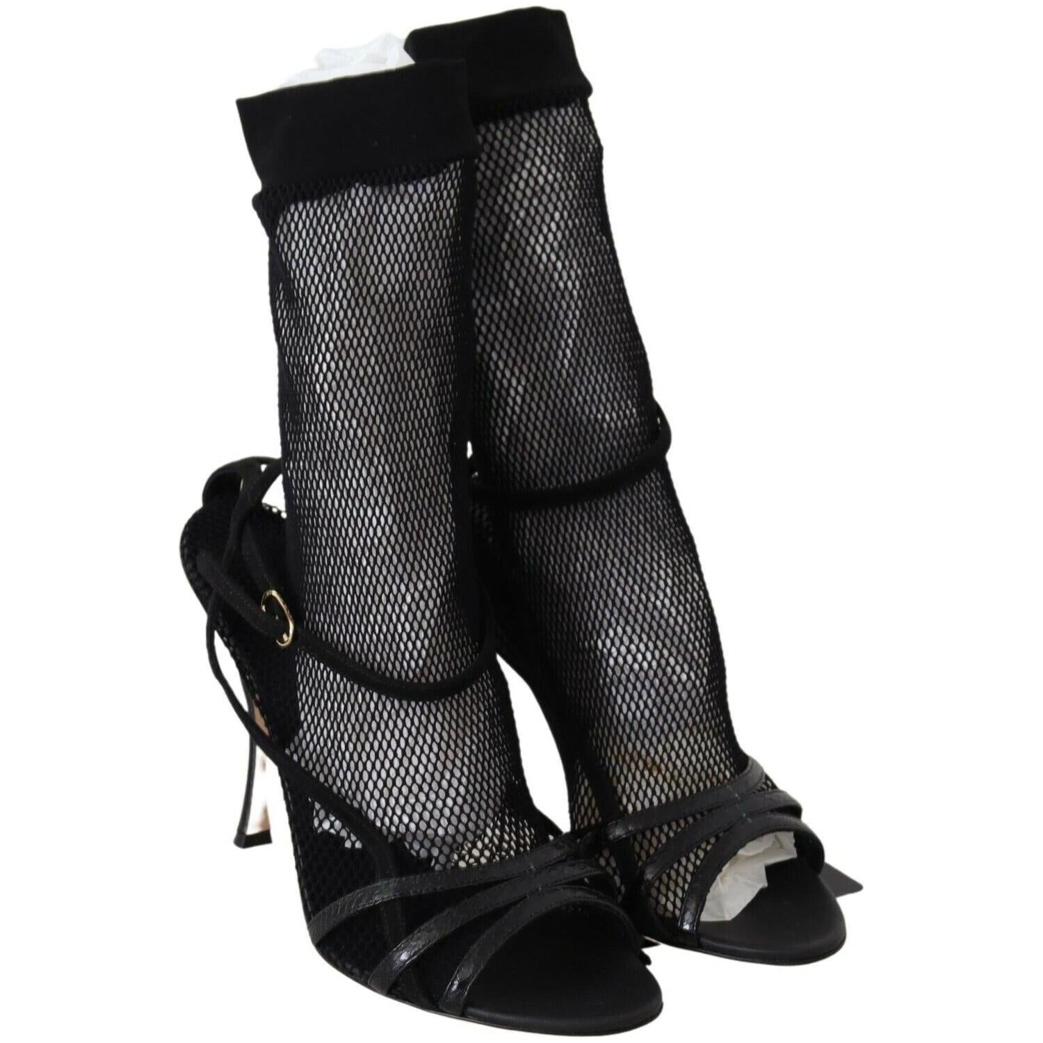 صندل دولتشي آند غابانا الأنيق ذو الكعب العالي باللون الأسود الشبكي