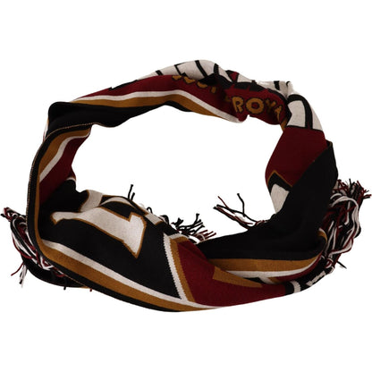 Dolce & Gabbana Multicolor Wool Knit DG King Shawl Wrap Scarf Wool Wrap Shawl Scarf