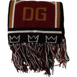 Dolce & Gabbana Multicolor Wool Knit DG King Shawl Wrap Scarf Wool Wrap Shawl Scarf