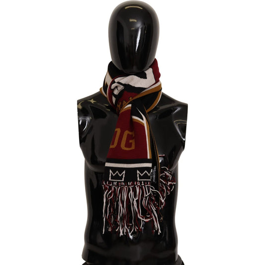 Dolce & Gabbana Elegant DG King Wool & Cashmere Scarf Wool Wrap Shawl Scarf Dolce & Gabbana Black