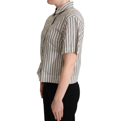 Dolce & Gabbana White Black Striped Shirt Blouse Top Blouse Top