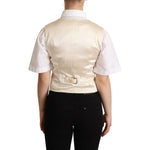 Dolce & Gabbana Beige Silk Sleeveless Waistcoat Vest TSH5999 -38