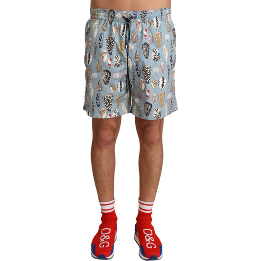 Dolce & Gabbana Blue Seashell Beachwear Swimwear Shorts