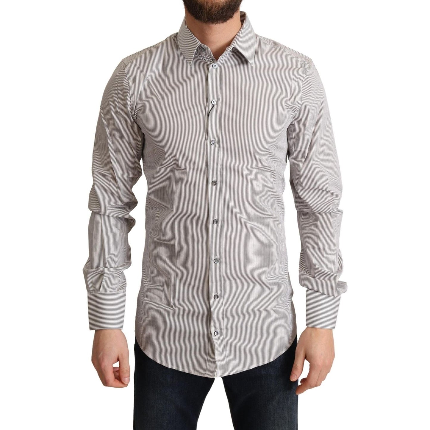 Dolce & Gabbana Gray Cotton Slim Fit Mens SICILY Shirt