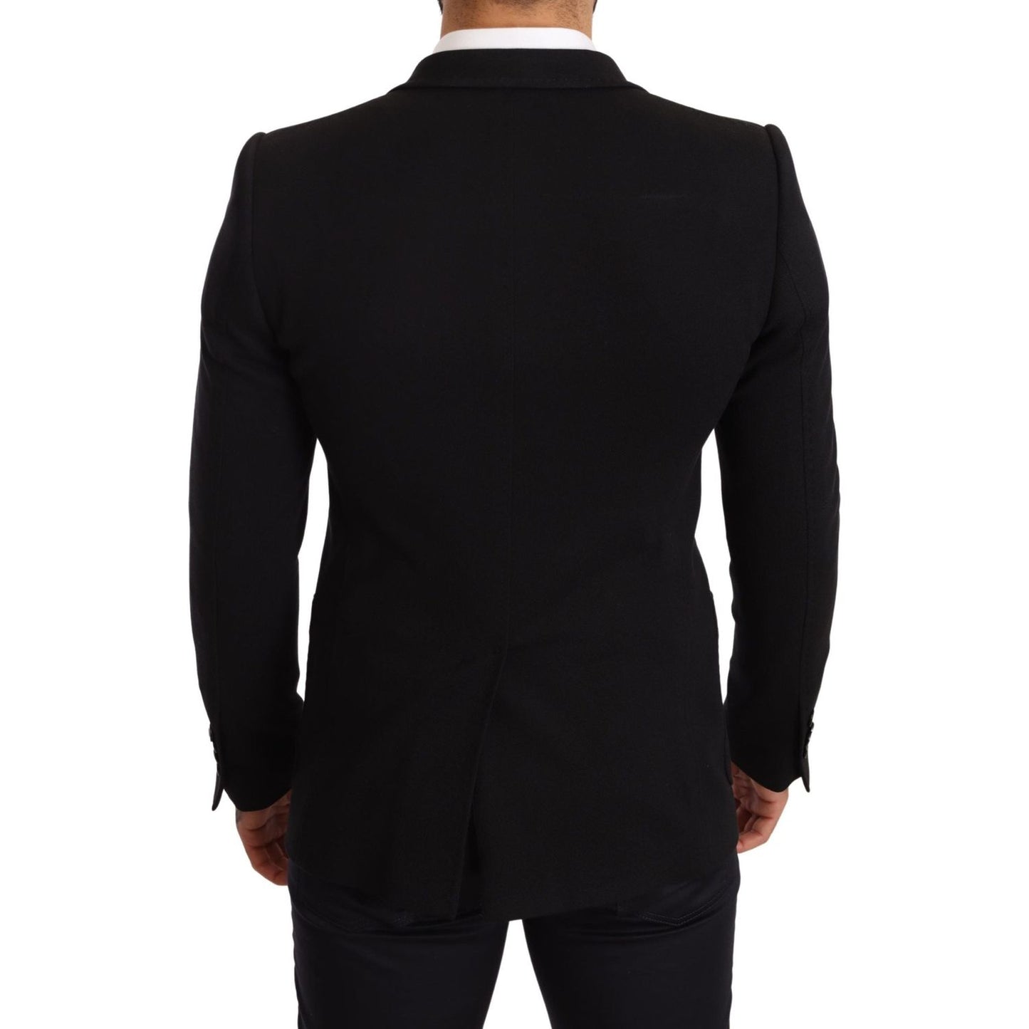 Dolce & Gabbana Black Cotton Slim Fit Coat Jacket Blazer