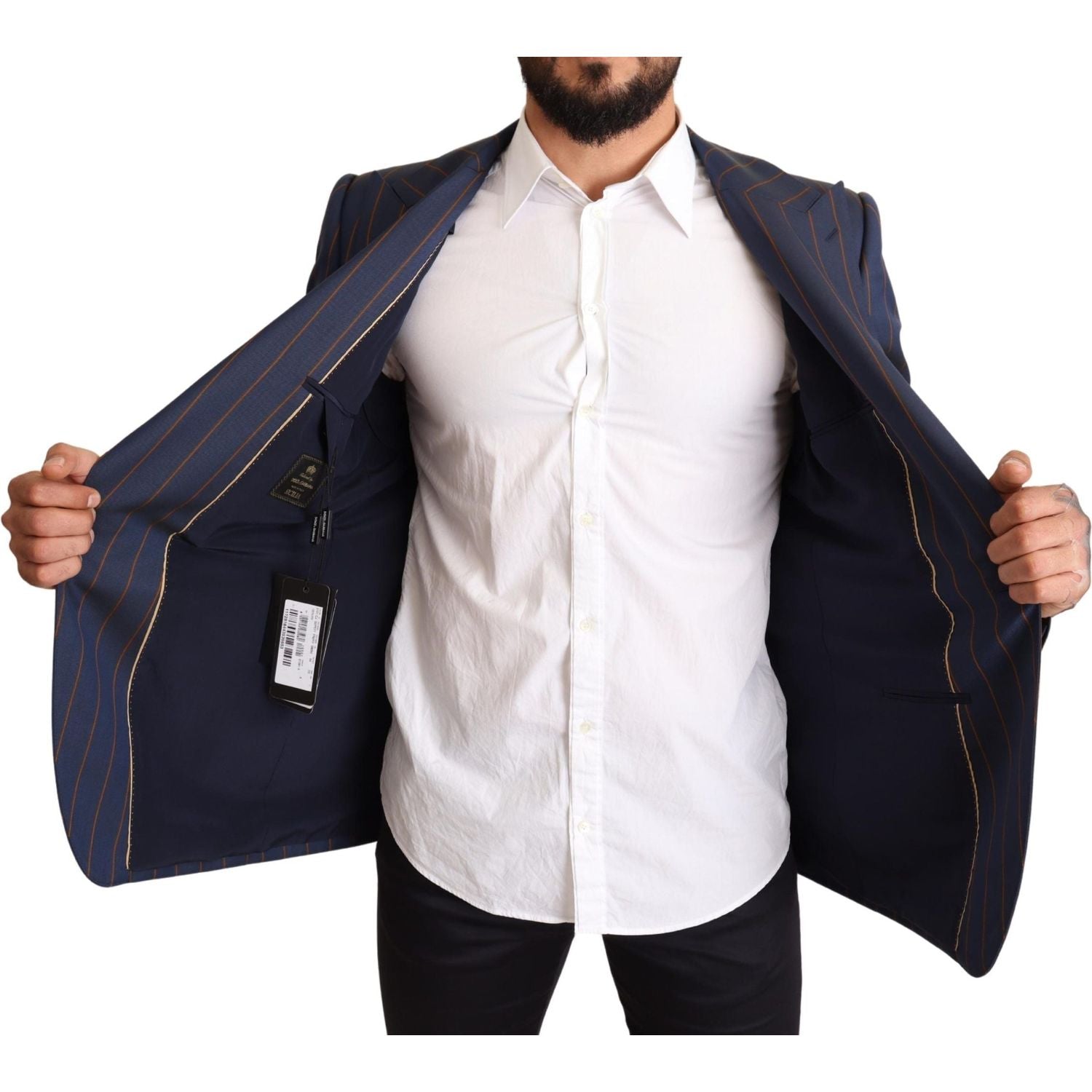 سترة صوفية مخططة باللون الأزرق من دولتشي آند غابانا أنيقة بقصّة Slim Fit