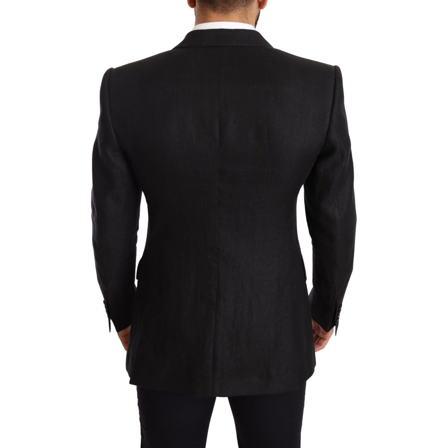 سترة دولتشي آند غابانا الأنيقة ذات المقاس النحيف باللون الأسود من الكتان