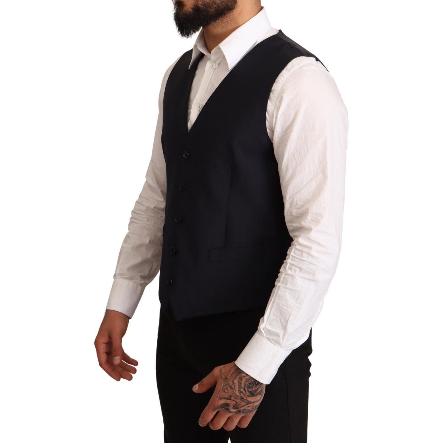 بدلة مارتيني أنيقة من الصوف باللون الأزرق الداكن من دولتشي آند غابانا