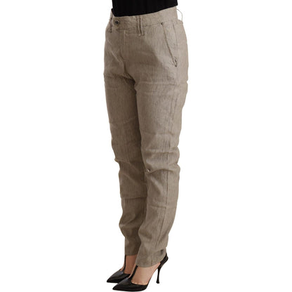 CYCLE Beige Mid Waist Casual Baggy Stretch Trouser WOMAN TROUSERS