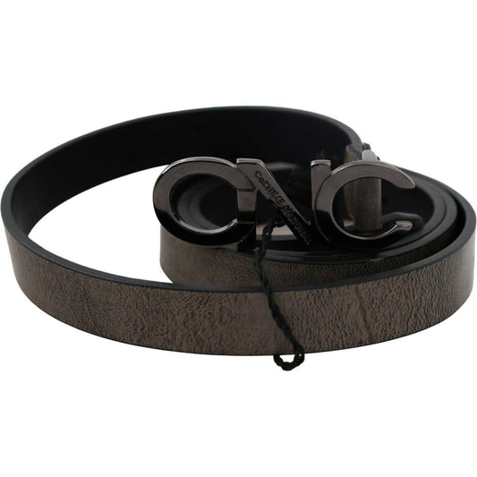 Costume National Elegant Dark Brown Leather Belt Costume National Dark Slate Gray