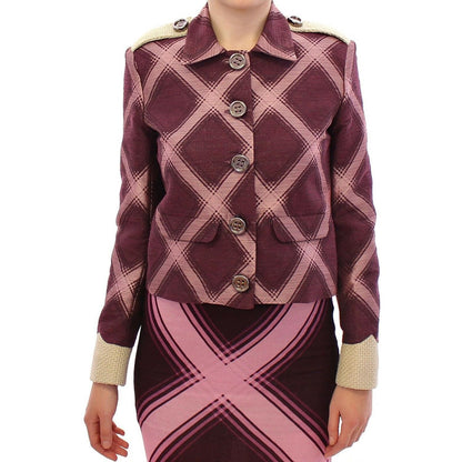House of Holland Check Trench Coat Blazer Purple Jacket WOMAN COATS & JACKETS