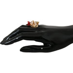 Dolce & Gabbana Beige Dog Pet Branded Accessory Gold Brass Resin Ring SMY2042- US7