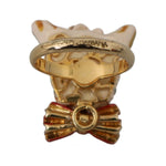 Dolce & Gabbana Beige Dog Pet Branded Accessory Gold Brass Resin Ring SMY2042- US7