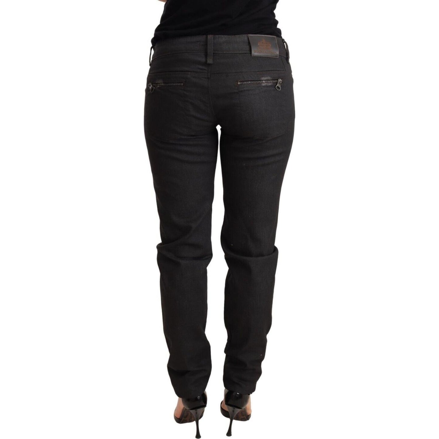 Ermanno Scervino Black Low Waist Skinny Slim Trouser Cotton Jeans Jeans & Pants