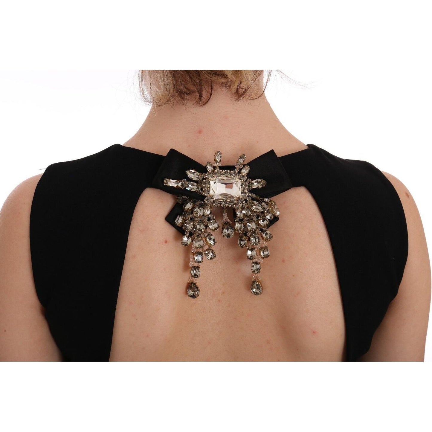 Dolce & Gabbana Black Stretch Crystal Sheath Gown Dress WOMAN DRESSES